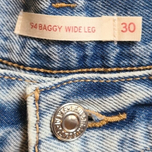 LEVI'S '94 BAGGY WIDE LEG JEANS RIPPED DISTRESSED RELAXED FIT RIGID DENIM sz 30 - Picture 6 of 7